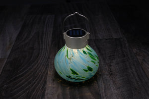 Tea Lantern - 5" Glass Outdoor Solar Lantern -  Mint