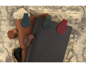 American Leather Goods - Leather Magnetic Bookmark, Handmade Leather Book mark: Red