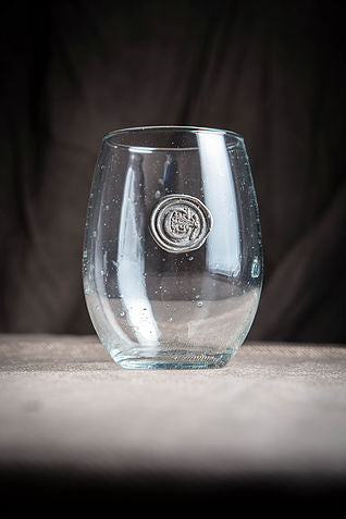 Stemless Wine With Pewter Initial