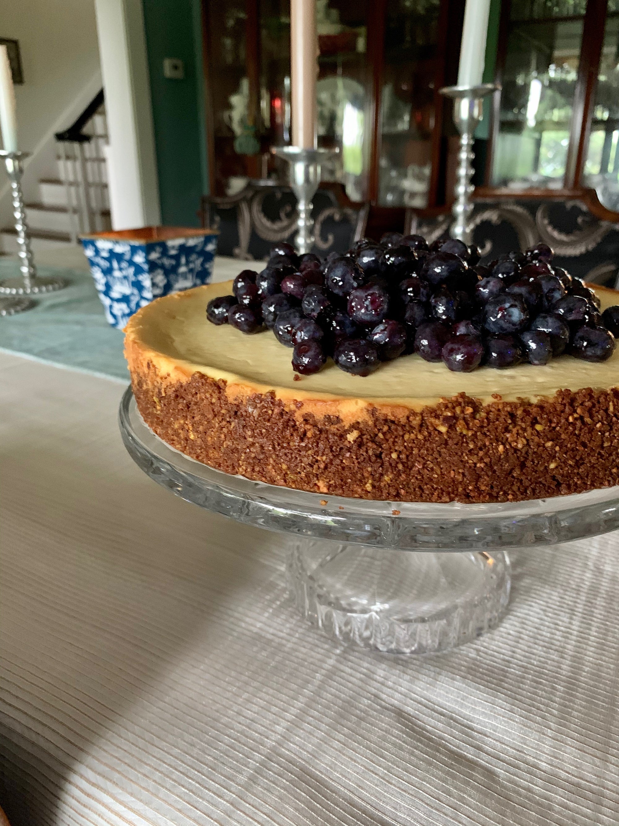 Ricotta Cheesecake with Glazed Blueberries