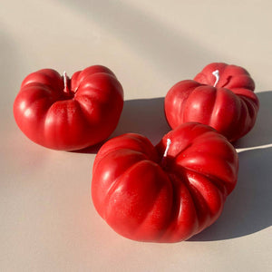 Heirloom Tomato Candle - Red: Red / Tomato Leaf / 3 Pack of Tomatoes