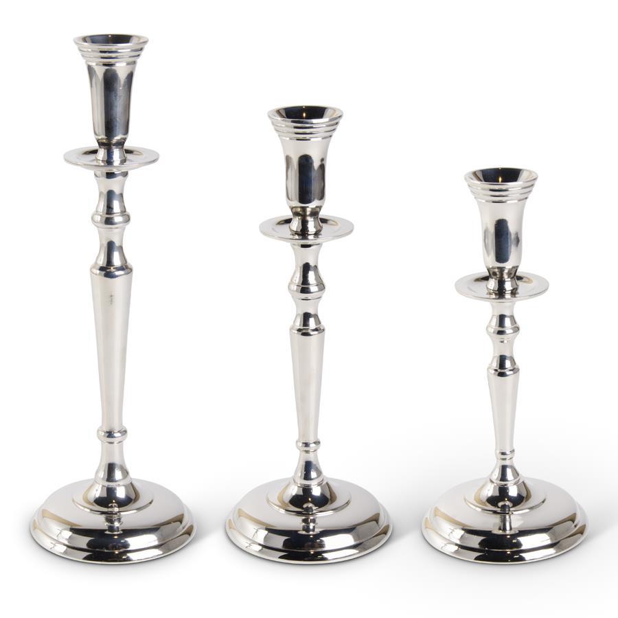 Polished Silver Traditional Taper Candleholders