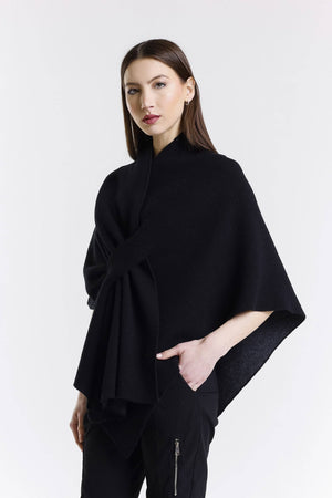 Ellen Merino/Cashmere Reversible Wrap with Loop Peony/Gray / One Size
