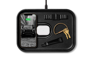 Leather Wireless Dual Charge Tray (Magnetic): Saddle