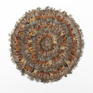 Two's Company Pheasant Park Set of 4 Round Decorative Mats - Pheasant Feathers