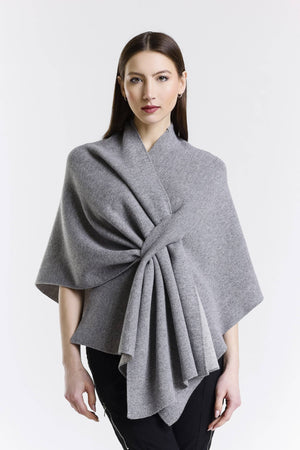 TINA Stephens Italy/Tees By Tina - Ellen Merino/Cashmere Reversible Wrap with Loop (W303): 632 Red/Gray / One Size