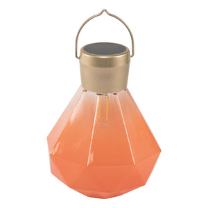 Allsop Home & Garden - Gem Light - 6.75" Glass Outdoor Solar Lantern - Coral