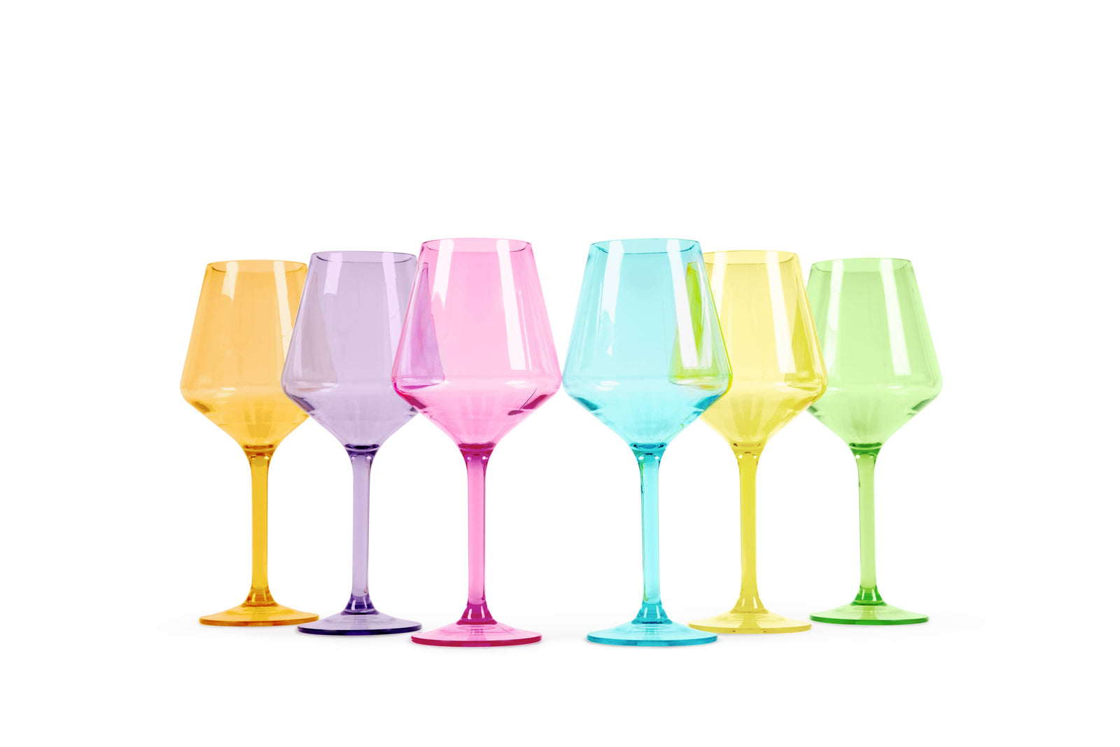 Acrylic Stemmed Wine Glasses, Set of 6 by Pop Design/Mixed Brights