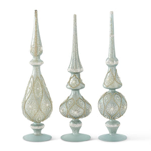 Mercury Glass Finials in Light Blue