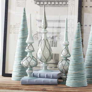 Mercury Glass Finials in Light Blue