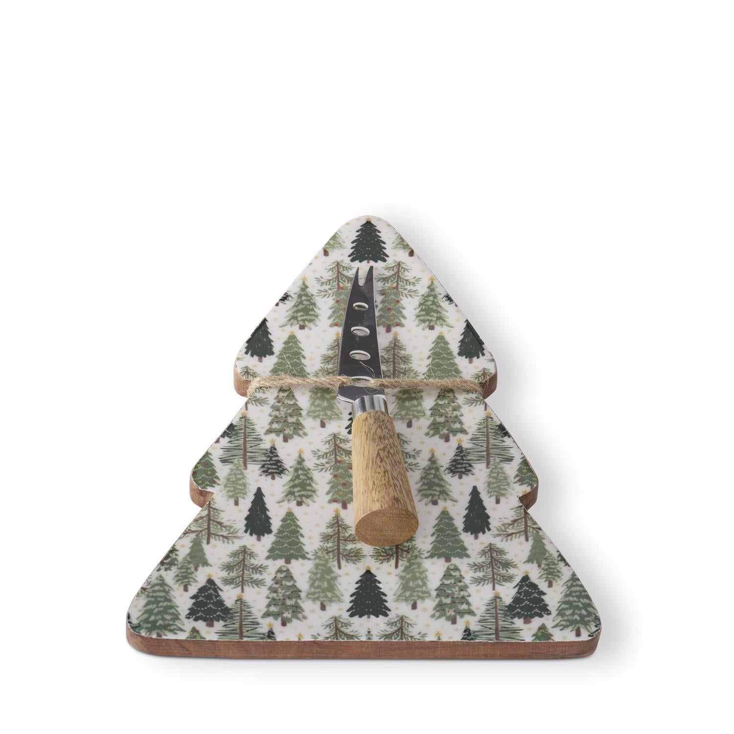 Christmas Trees Server with Cheese Knife/Spreader