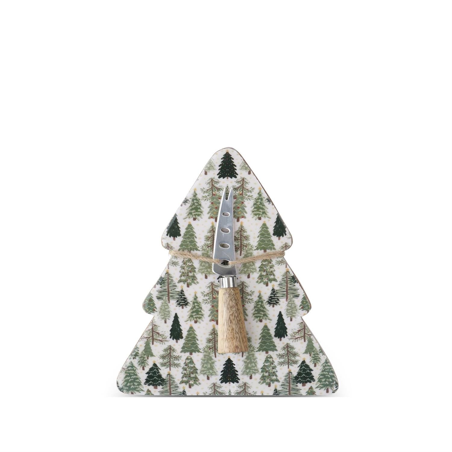 Christmas Trees Server with Cheese Knife/Spreader