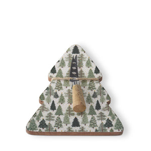 Christmas Trees Server with Cheese Knife/Spreader