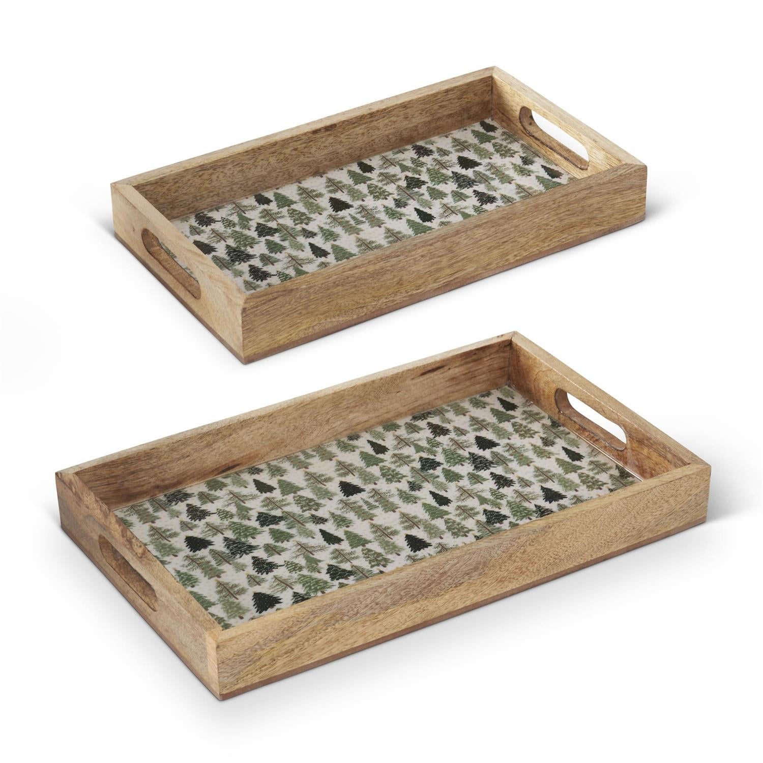 Christmas Tree Enameled Wood Tray