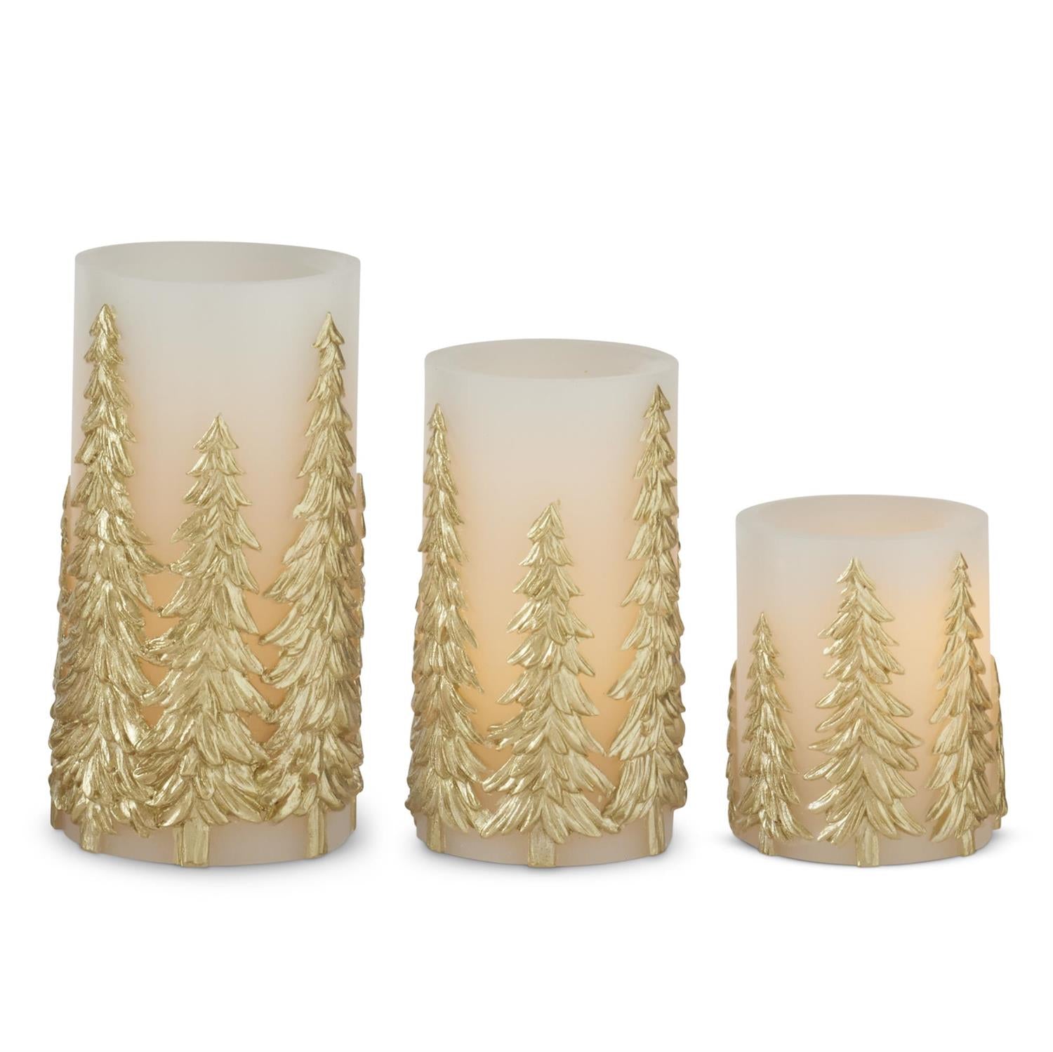 Gold Embossed LED Pillar Candles