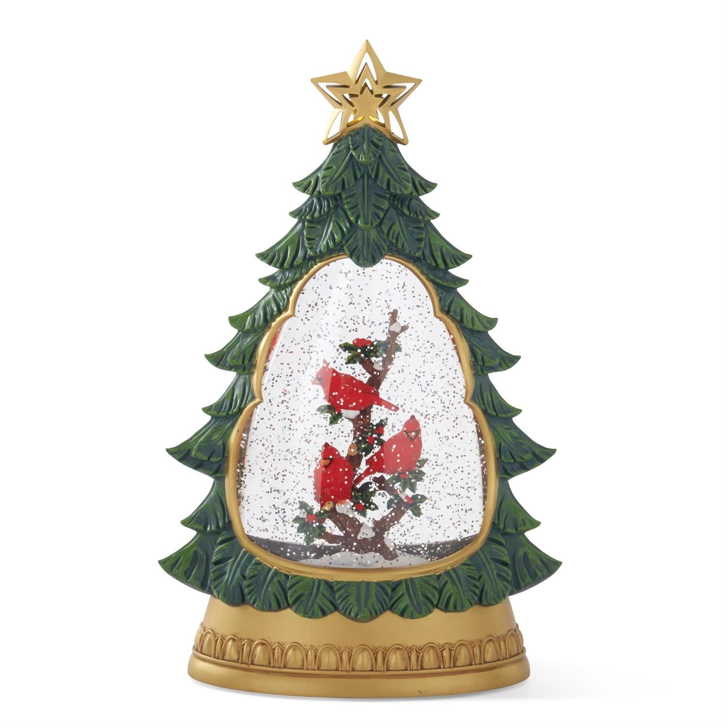 Cardinals in Tree Christmas Snowglobe