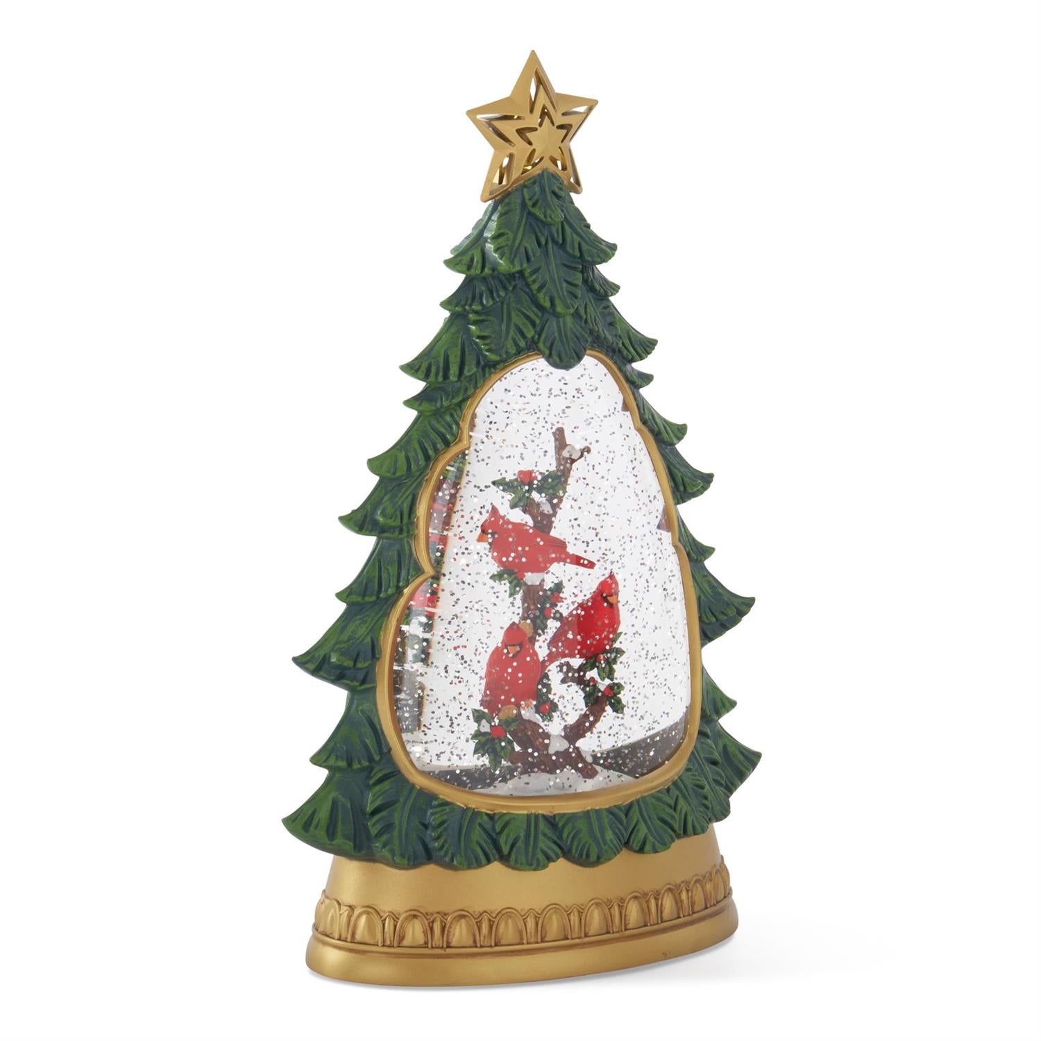 Cardinals in Tree Christmas Snowglobe