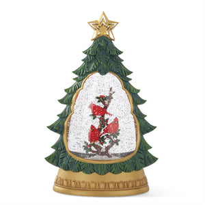 Cardinals in Tree Christmas Snowglobe