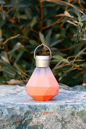 Allsop Home & Garden - Gem Light - 6.75" Glass Outdoor Solar Lantern - Coral