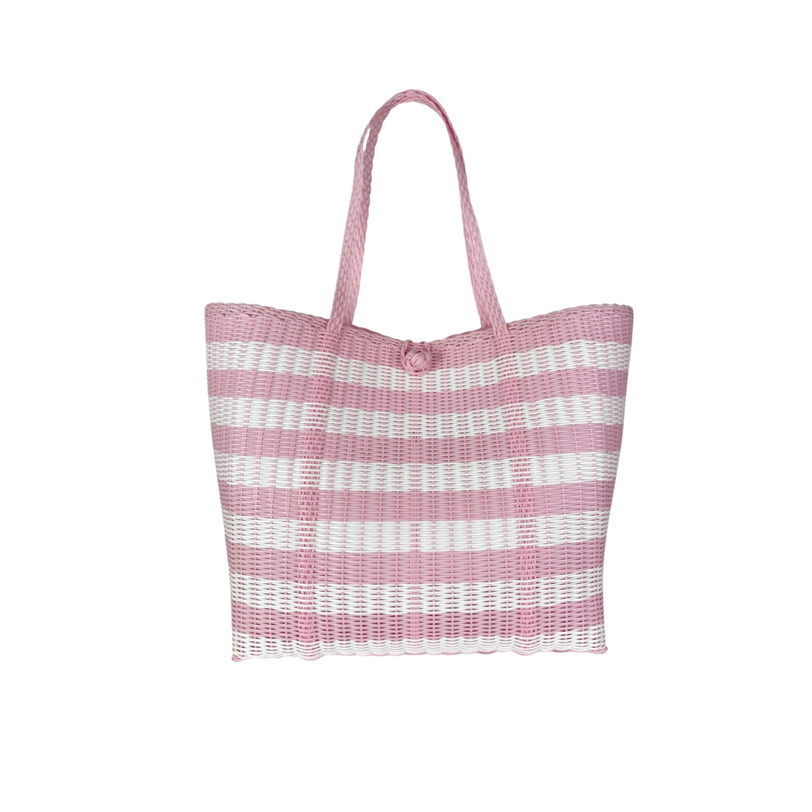 The Lilley Line - Large, Paper Stripe in Baby Pink + White Tote