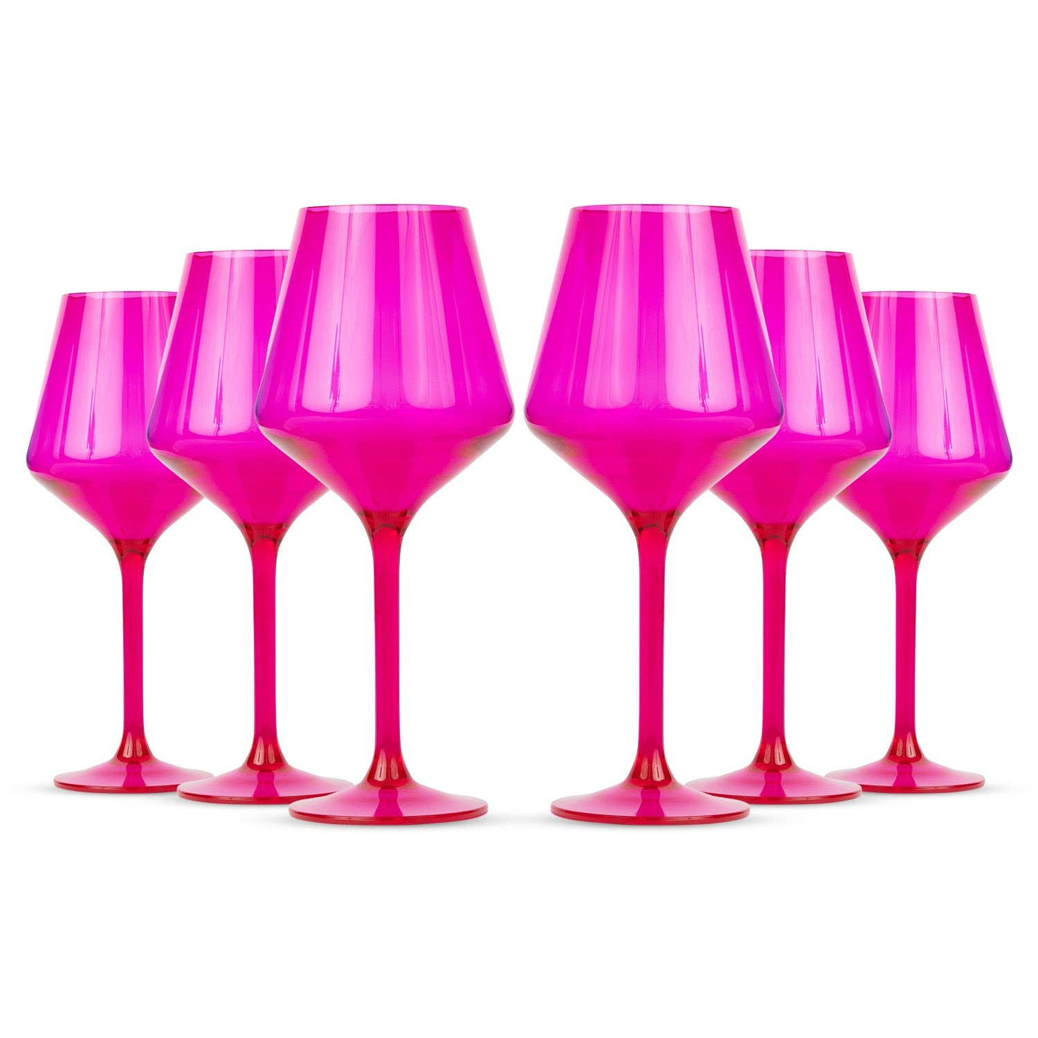 Acrylic Stemmed Wine Glasses, Set of 6 by Pop Design/Fuchsia