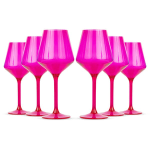 Acrylic Stemmed Wine Glasses, Set of 6 by Pop Design/Fuchsia