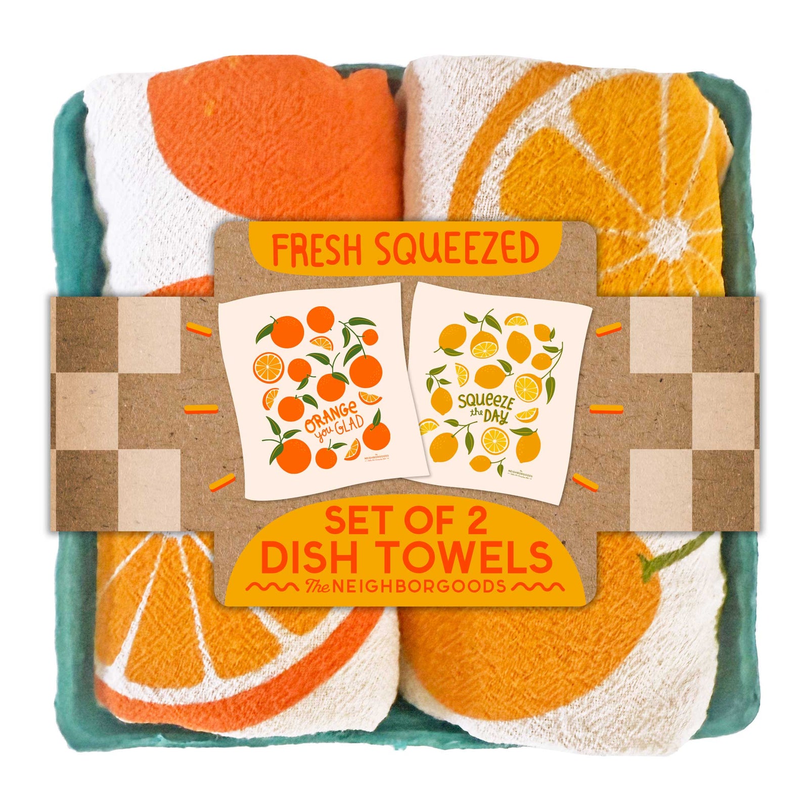 The Neighborgoods - FRESH SQUEEZED (Orange, Lemon) - Tea Towel Set of 2