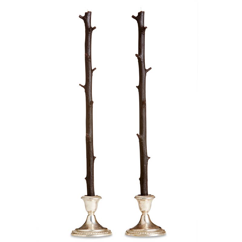 Stick Candles - Stick Candles Hickory / Pair: Forest Green