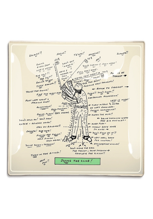 Ben's Garden - Golf Sketch Swing The Club Decoupage Glass Tray: 6"X 6"