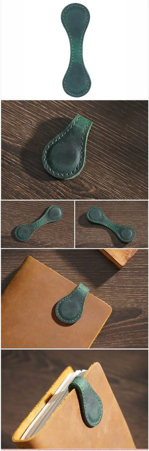 American Leather Goods - Leather Magnetic Bookmark, Handmade Leather Book mark: Dark Brown