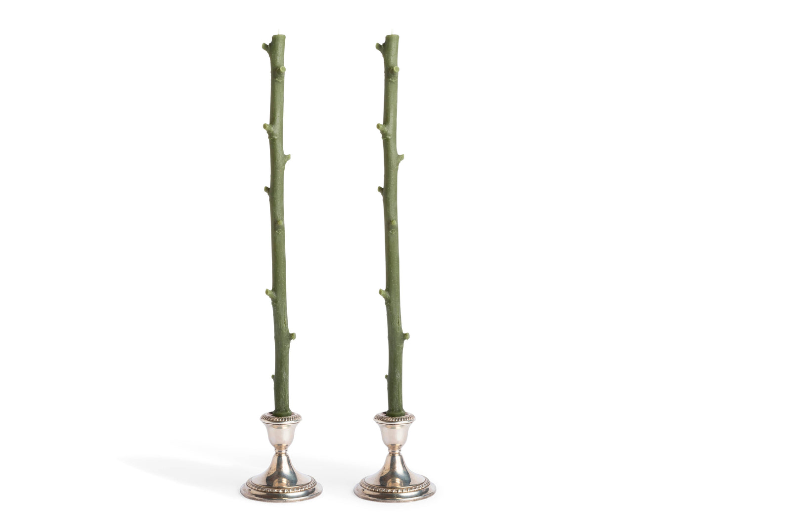 Stick Candles - Stick Candles Hickory / Pair: Forest Green