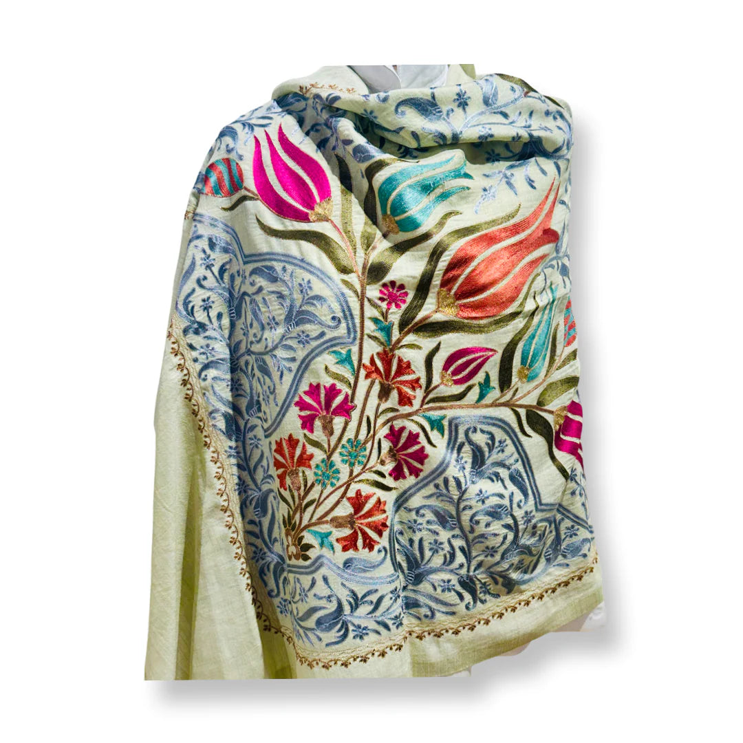 Embroidered Silk Wrap