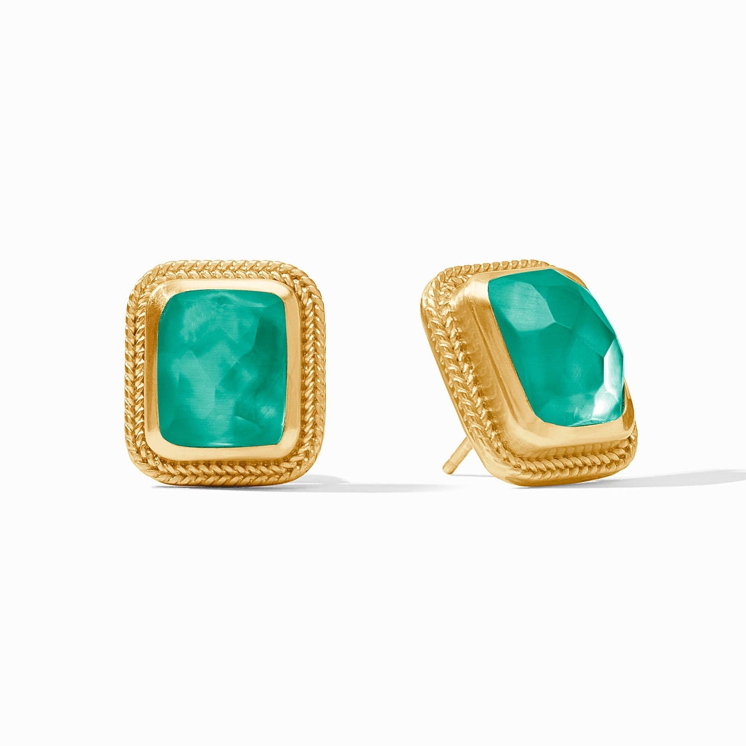 Julie Vos Cheval Stone Stud, Emerald Green