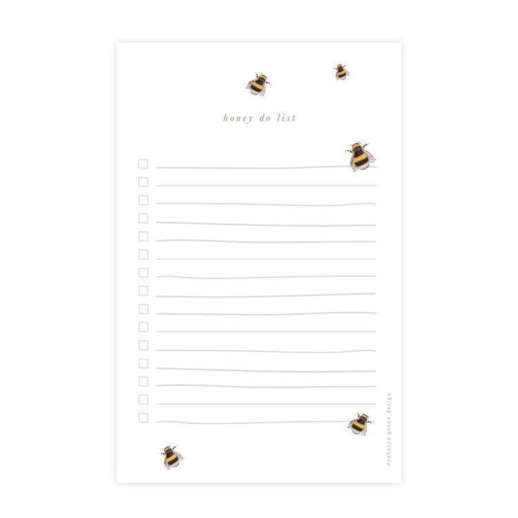 Rebecca Green "Honey Do List" Watercolor Bumble Bee Notepad