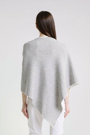 TINA Stephens Italy/Tees By Tina - Ellen Merino/Cashmere Reversible Wrap with Loop (W303): 419 Navy/Cornflower / One Size