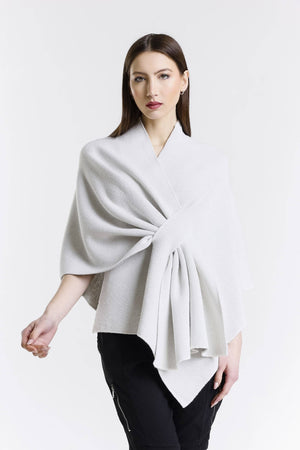 Ellen Merino/Cashmere Reversible Wrap with Loop Peony/Gray / One Size