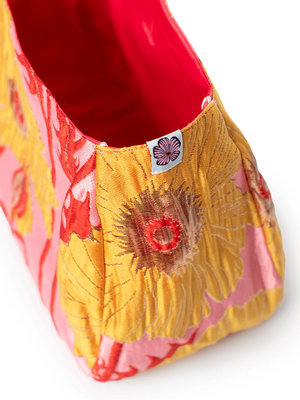Lesley Evers BAG COVER Tree Poppies Pink & Red Satin