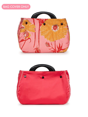 Lesley Evers BAG COVER Tree Poppies Pink & Red Satin