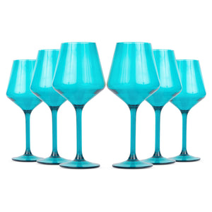 Acrylic Stemmed Wine Glasses, Set of 6 by Pop Design/Teal