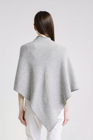Ellen Merino/Cashmere Reversible Wrap with Loop Peony/Gray / One Size