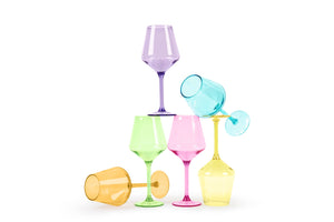 Acrylic Stemmed Wine Glasses, Set of 6 by Pop Design/Mixed Brights
