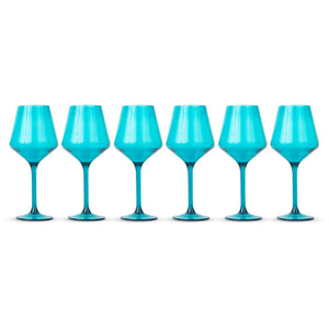 Acrylic Stemmed Wine Glasses, Set of 6 by Pop Design/Teal