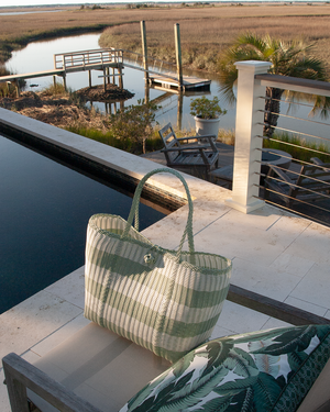 The Lilley Line - Medium | Awning Stripe Sea Glass/White