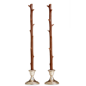 Stick Candles - Stick Candles Hickory / Pair: Forest Green