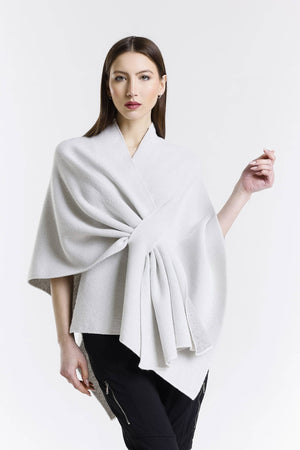 TINA Stephens Italy/Tees By Tina - Ellen Merino/Cashmere Reversible Wrap with Loop (W303): 632 Red/Gray / One Size