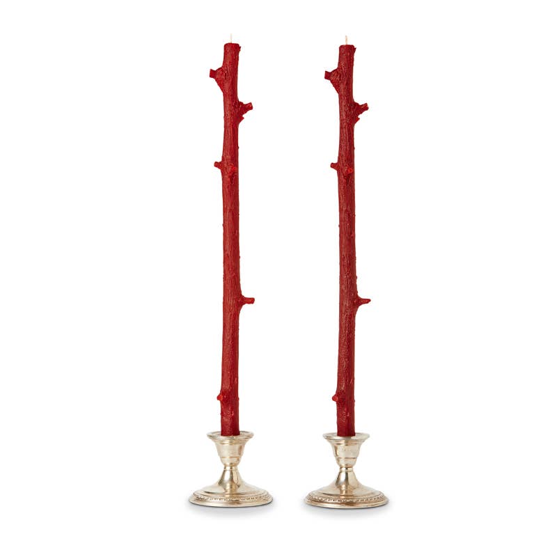 Stick Candles - Stick Candles Hemlock / Pair: Dark Cherry