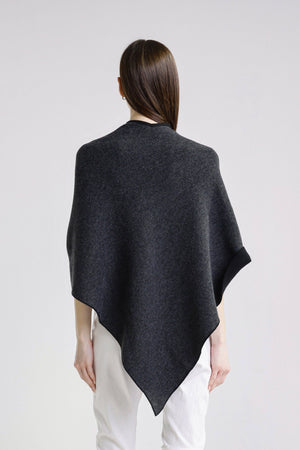 TINA Stephens Italy/Tees By Tina - Ellen Merino/Cashmere Reversible Wrap with Loop (W303): 419 Navy/Cornflower / One Size