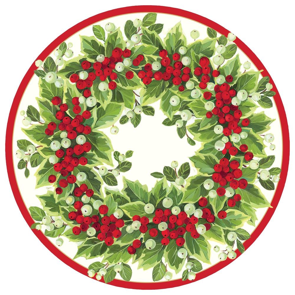 Caspari Holly & Berry Paper Paper Wreath Placemats