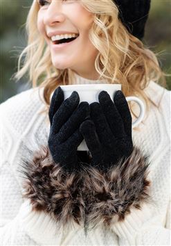Fabulous Furs Faux Fur Trimmed Tech Gloves