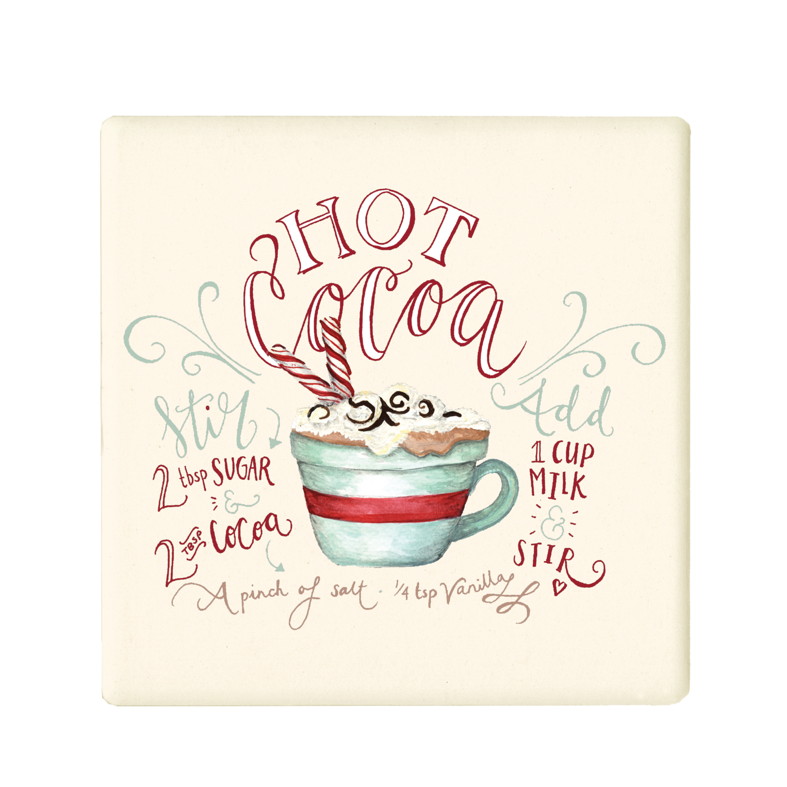 Hot Cocoa Recipe Stone Coaster